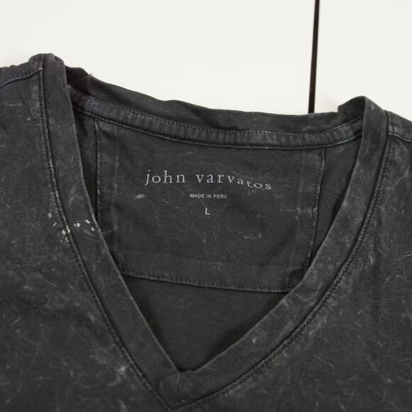 John Varvatos Reade Marble Wash V Neck Cotton T Shirt Mens Sz L - Picture 6 of 7